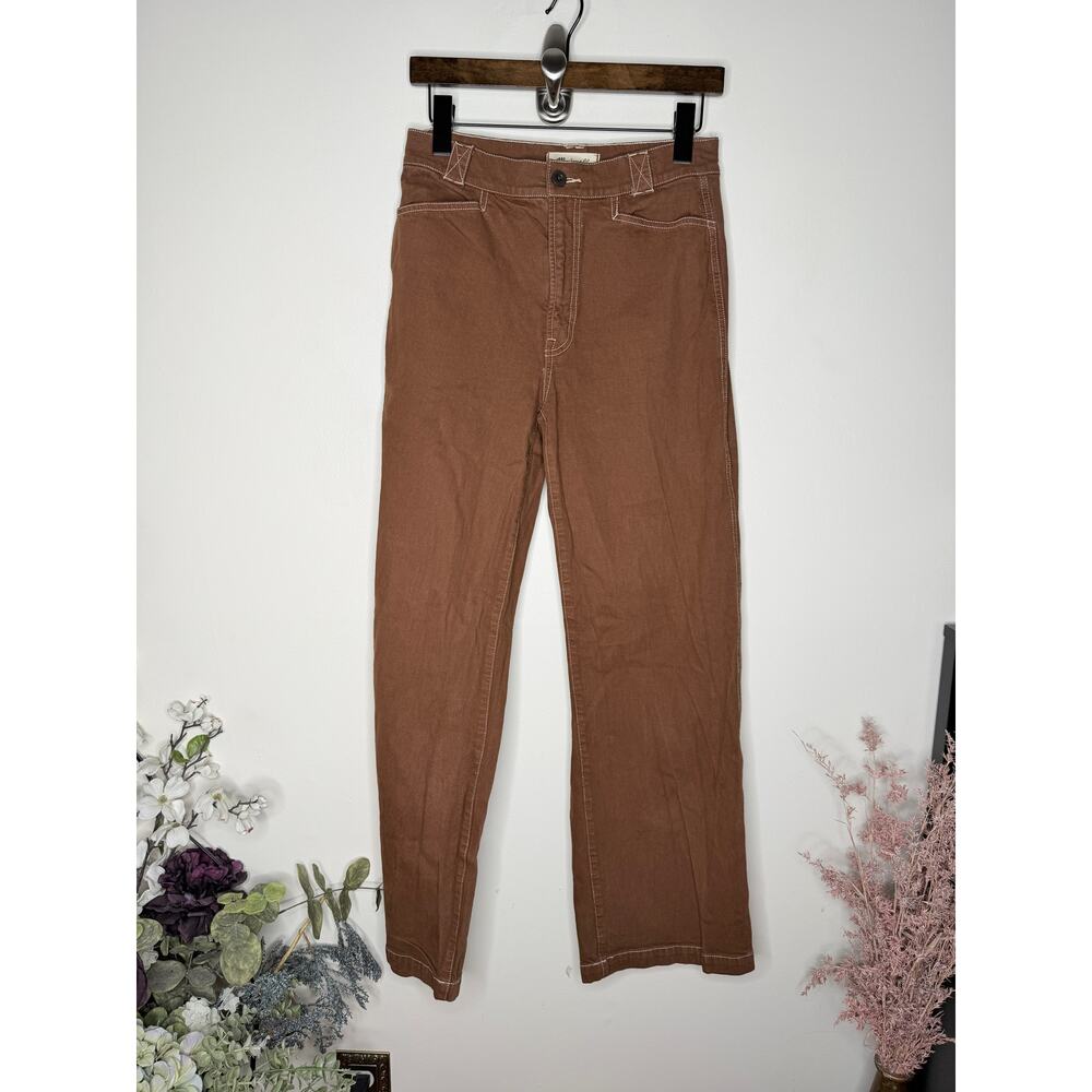 MADEWELL Emmett Wide Leg Pant Garment Dyed Clifftop Brown Sz 27 $98 {3H15} - Picture 2 of 6